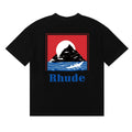 Rhude Men Retro Mountain Sunset Graphic Boxy Fit Streetwear Tee