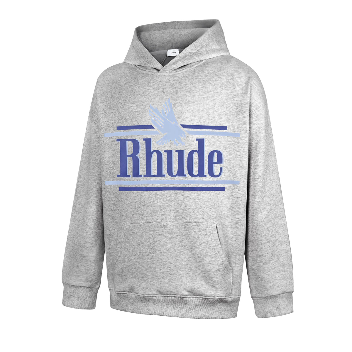 RHUDE Eagle Striped Logo Hoodie Light Heather Grey