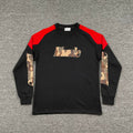 Rhude Camo Patch Logo Raglan Long Sleeve Tee Black Red