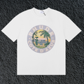 Rhude Cote D’Azur Circular Beach Badge White Oversized T‑Shirt