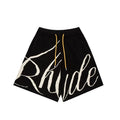 RHUDE niche American high street fashion brand summer letter big logo jacquard loose knitted yarn five quarter shorts