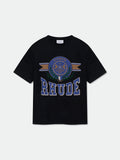Rhude Varsity Laurel Crest Badge Oversized T‑Shirt Black
