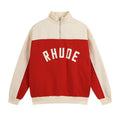 Rhude Color Block Quarter Zip Arch Logo Sweatshirt Red