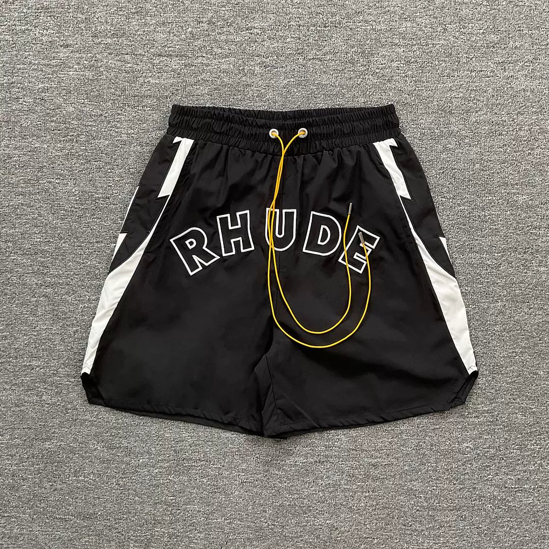 Rhude Contrast Panel Logo Nylon Shorts