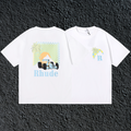 Rhude F1 Race Car Mountain Dual Sided White Oversized T‑Shirt