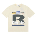 Rhude Big B Letter Racing Badge Patch‑Style Cream Oversized T‑Shirt