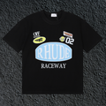 Rhude Raceway Multi‑Patch Racing Badge Black Oversized T‑Shirt