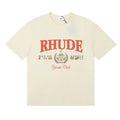 Rhude Yacht Club Bay Of Angels Flag Crest Vintage Cream Oversized T‑Shirt