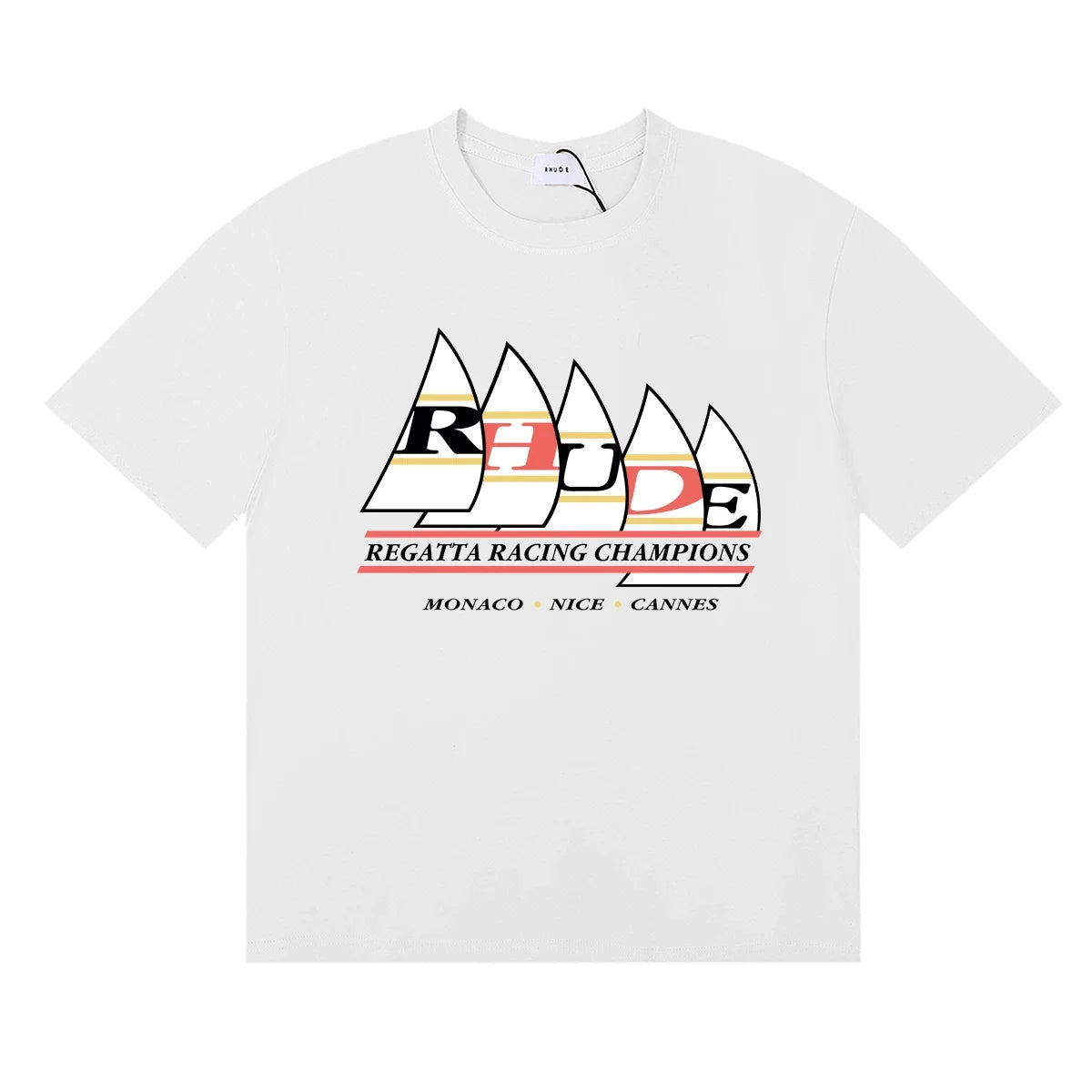 Rhude Regatta Racing Champions Sailboat Monaco White Oversized T‑Shirt