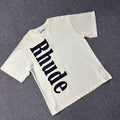 Rhude Bold Vertical Rhude Letter Print Crew Neck Casual T‑Shirt