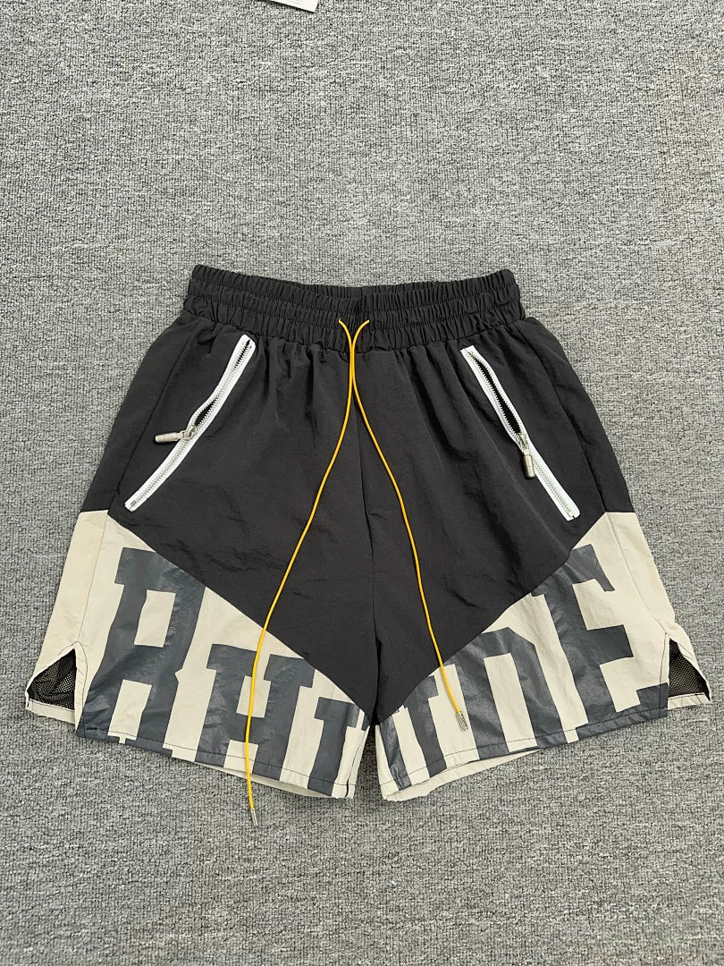 Rhude Color‑Block Zip Pockets Street Shorts