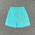 Rhude Outline Print Cyan Nylon Shorts