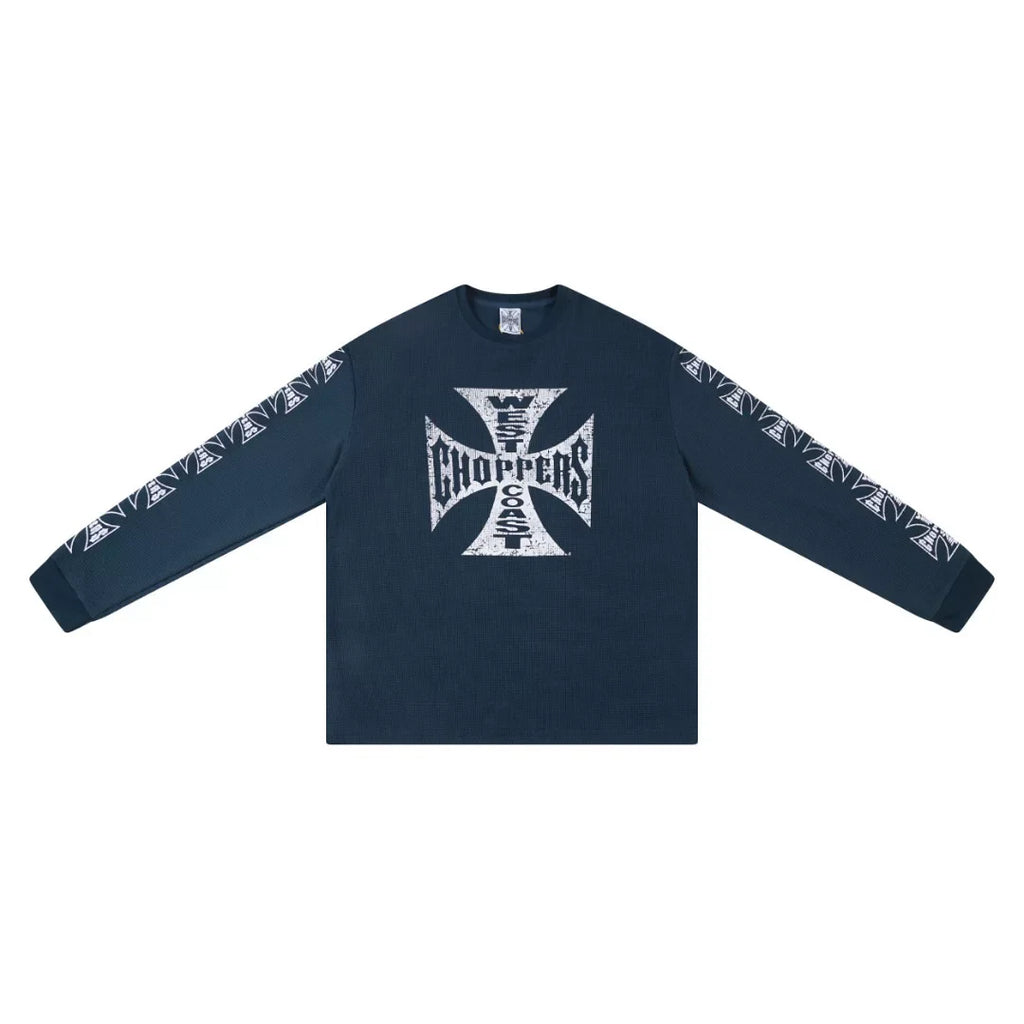 West Coast Choppers Cross Print ERD Stylist Same Style Waffle Sanskrit Long Sleeve