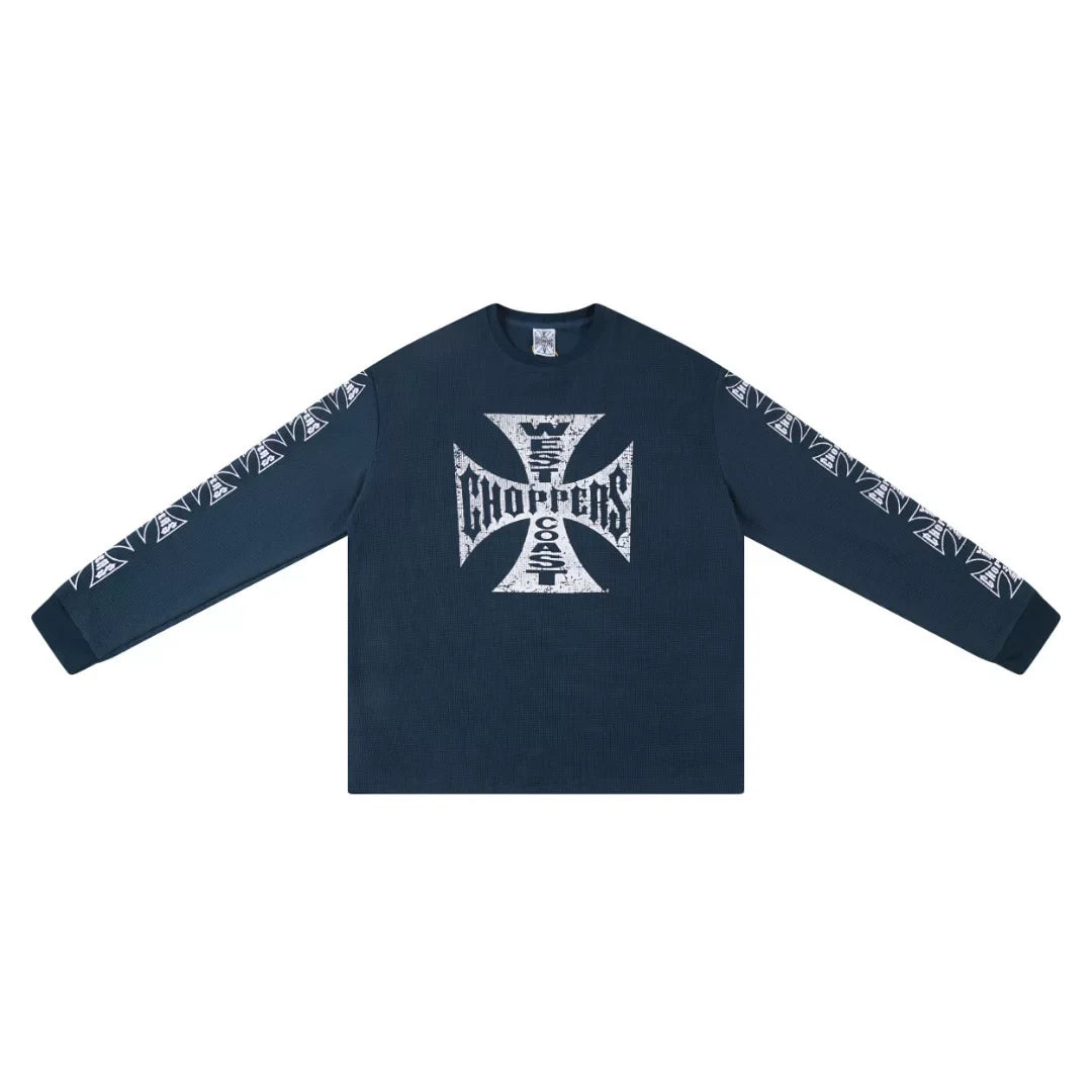 West Coast Choppers Cross Print ERD Stylist Same Style Waffle Sanskrit Long Sleeve