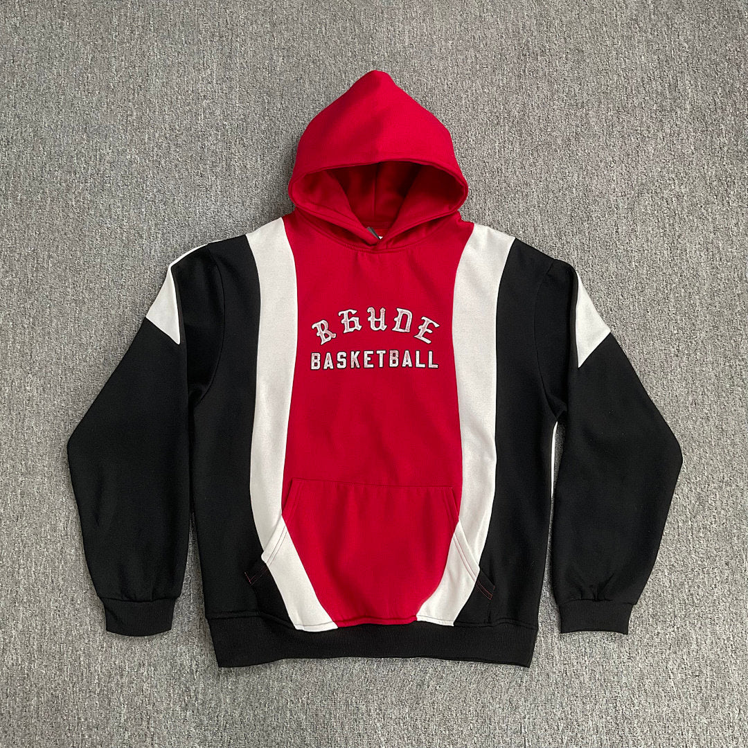 Rhude Basketball Red Black Color Block Hoodie