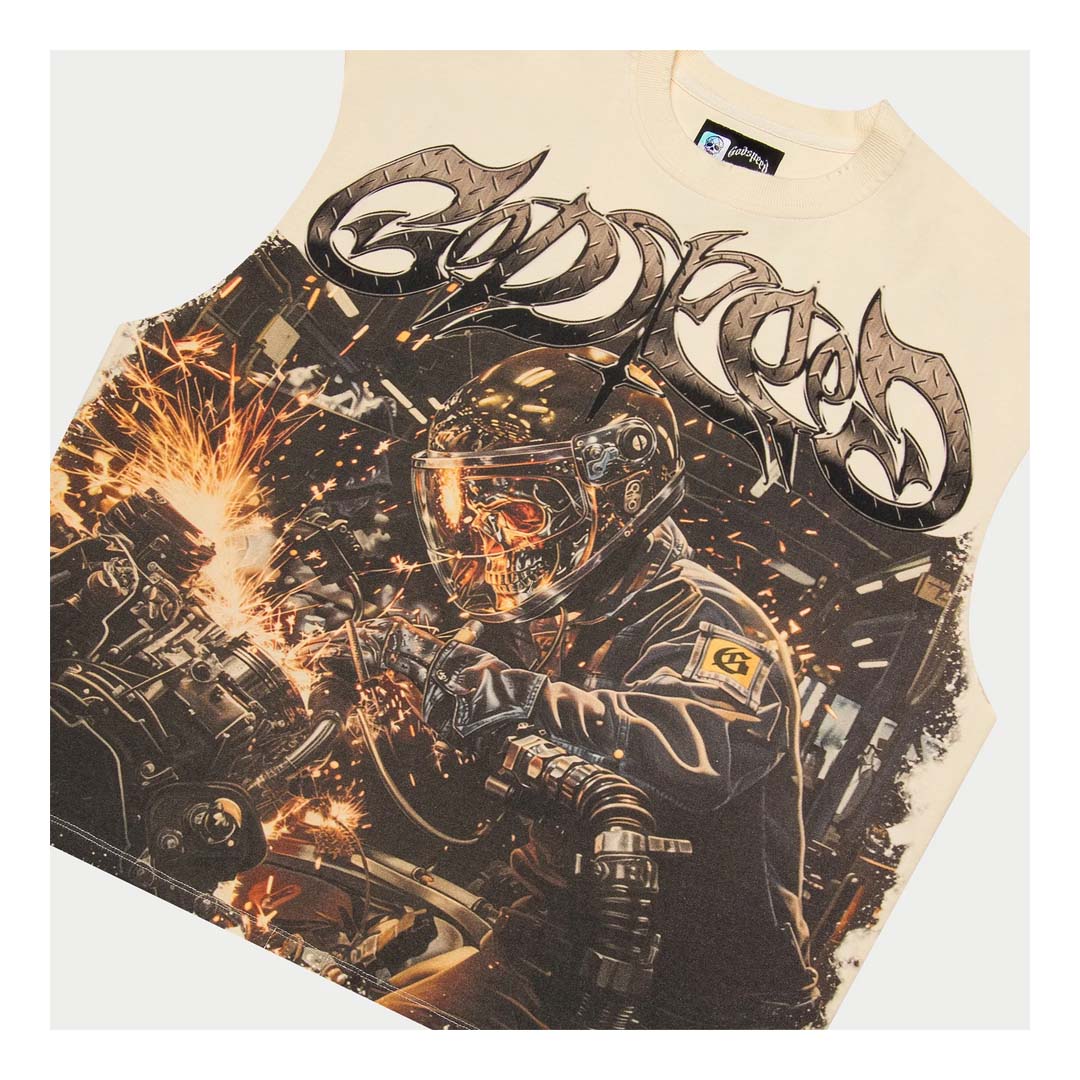 Godspeed Steel Sharpens Steel Sleeveless Bone Tee